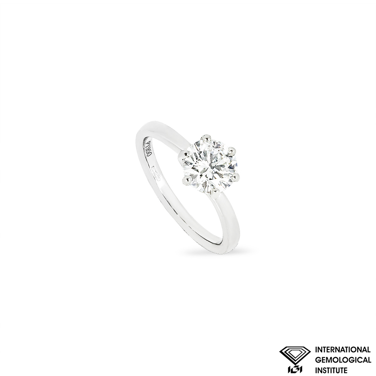 Platinum Round Brilliant Cut Lab Grown Diamond Ring 1.47ct G/VVS2